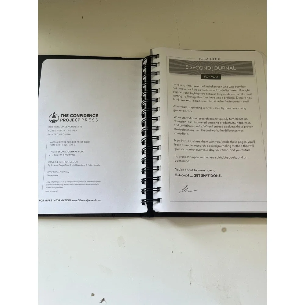 The 5 Second Journal Mel Robbins Productivity Planner Spiral Bound Black Gold